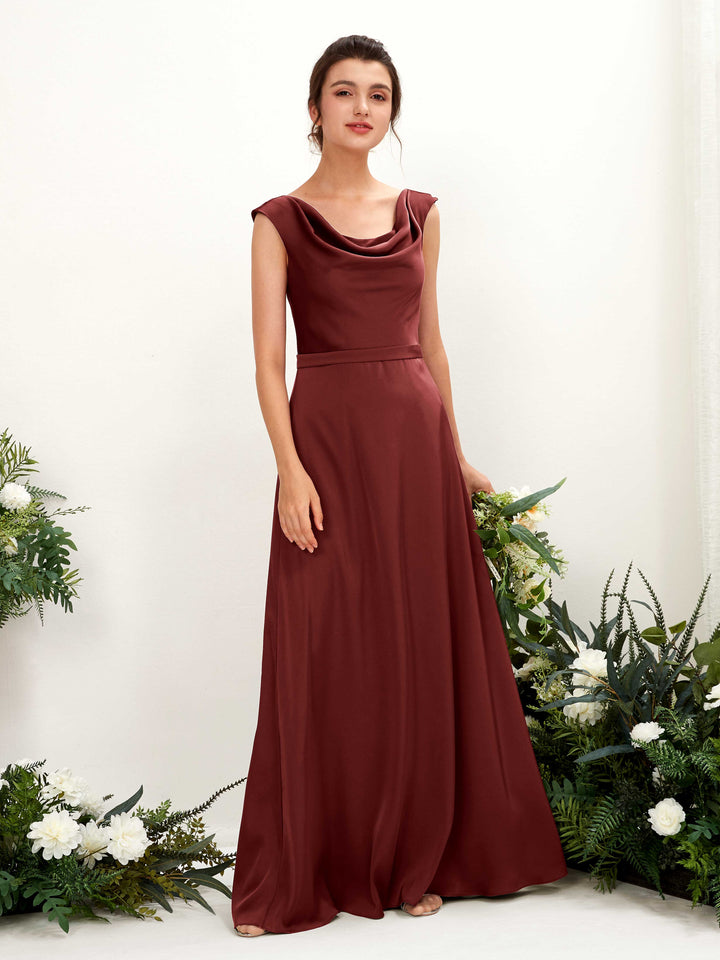satin maroon bridesmaid dresses Cowl Back Satin Bridesmaid Dress - Deep Wine