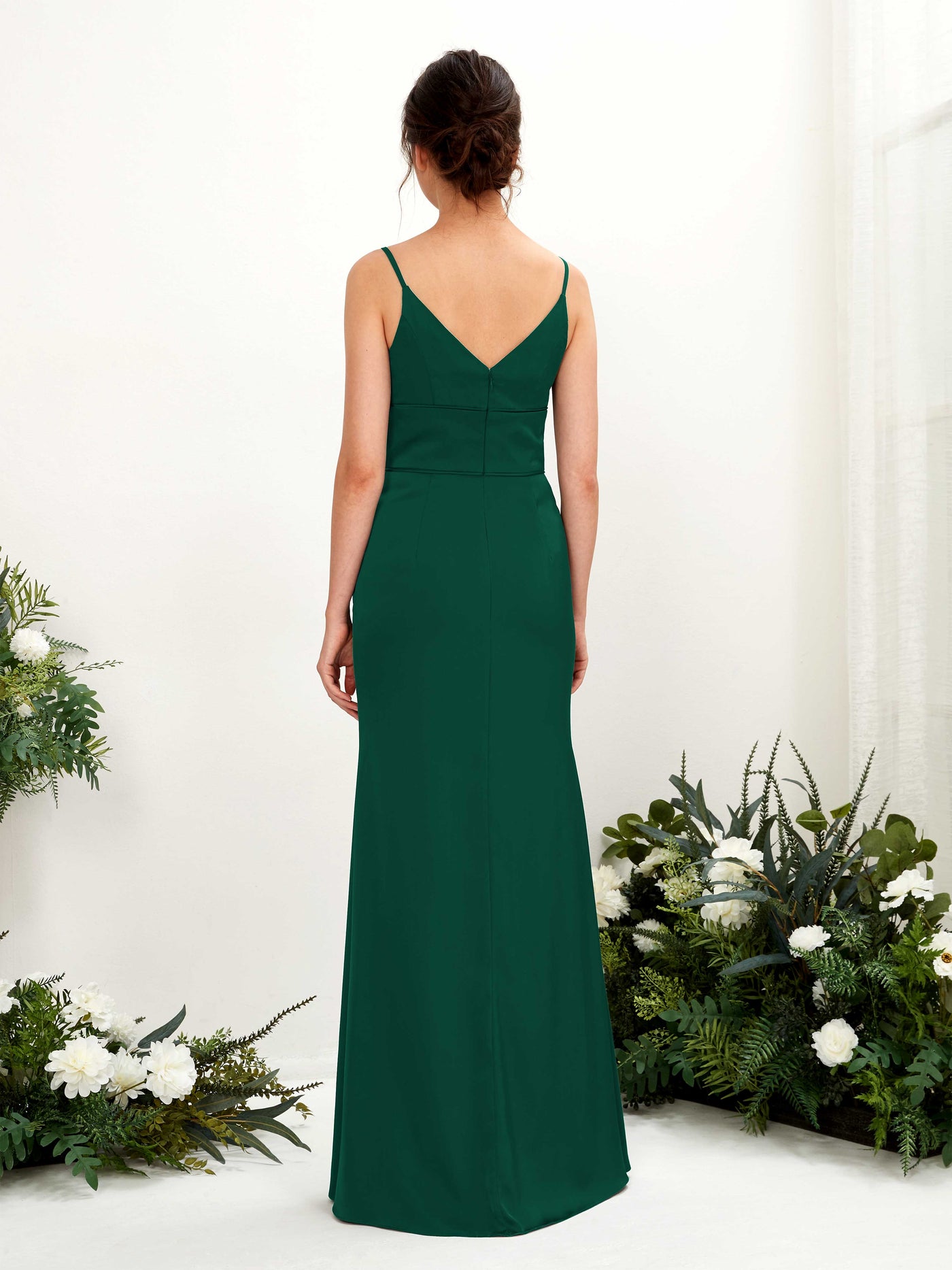 Spaghetti-straps Sweetheart Sleeveless Satin Bridesmaid Dress - Hunter Green (80223329)#color_hunter-green