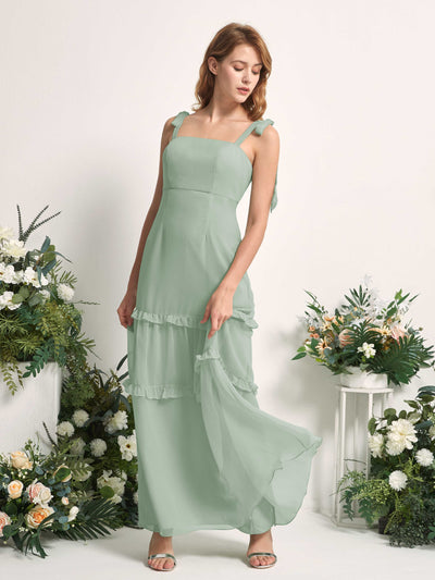 Carlyna Kaiya A-Line Sage Green Bridesmaid Dress Maxi Sleeveless Straight Dress Side View 2 #color_sage-green