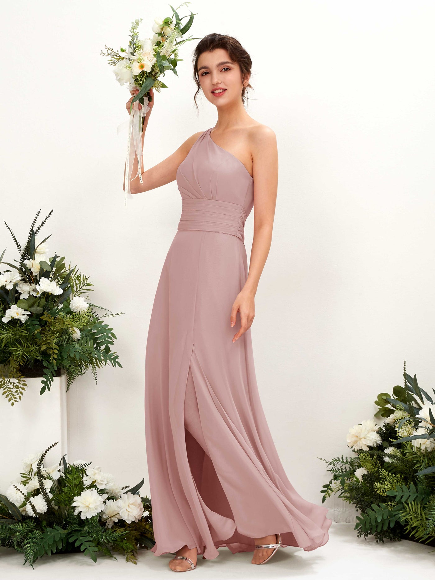 Coral Pink Chiffon Bridesmaid Dress Sheath Maxi | Carlyna Coral Pink Chiffon Bridesmaid Dress Sheath Maxi | Carlyna