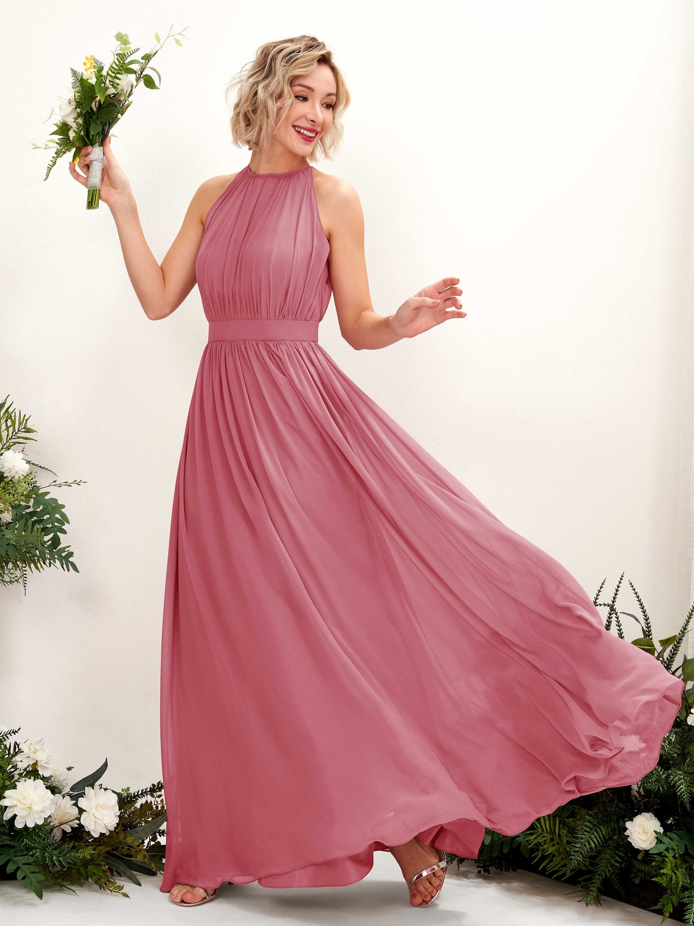 Silver Chiffon Bridesmaid Dress A-Line Maxi | Carlyna Silver Chiffon Bridesmaid Dress A-Line Maxi | Carlyna