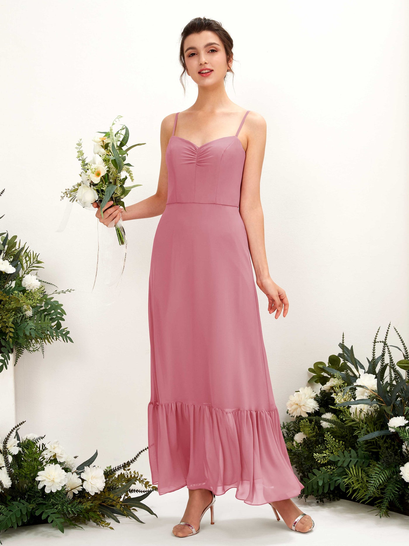 Pewter Chiffon Bridesmaid Dress Sheath Floor-Length | Carlyna Pewter Chiffon Bridesmaid Dress Sheath Floor-Length | Carlyna