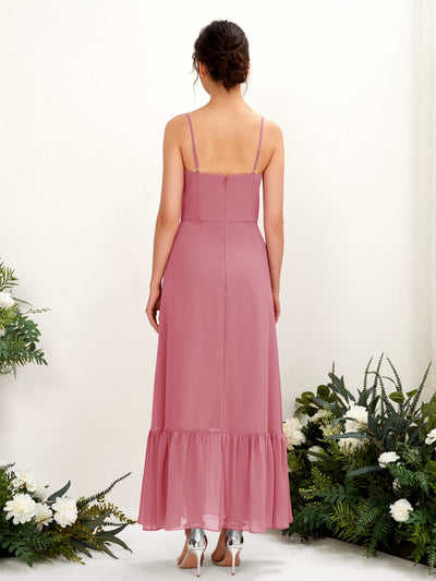 Carlyna Delia Sheath Desert Rose Bridesmaid Dress Maxi Sleeveless Spaghetti Strap Dress Back View #color_desert-rose