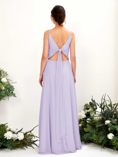 Carlyna Elsa A-Line Lilac Bridesmaid Dress Maxi Sleeveless V-Neck Dress Back View #color_lilac