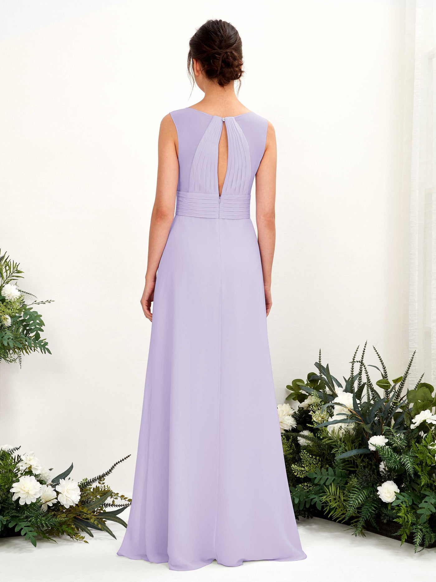 Lilac Bridesmaid Dresses Bridesmaid Dress A-line Chiffon Straps Full Length Sleeveless Wedding Party Dress (81220914)#color_lilac
