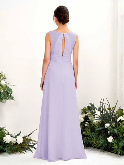 Carlyna Karen A-Line Lilac Bridesmaid Dress Maxi Sleeveless V-Neck Dress Back View #color_lilac