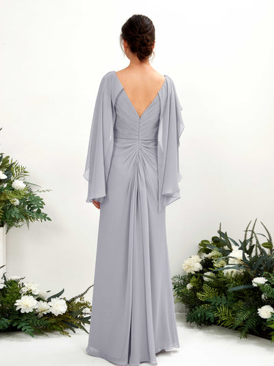 Carlyna Alain A-Line Dusty Lavender Bridesmaid Dress Maxi Cap Sleeve V-Neck Dress Back View #color_dusty-lavender