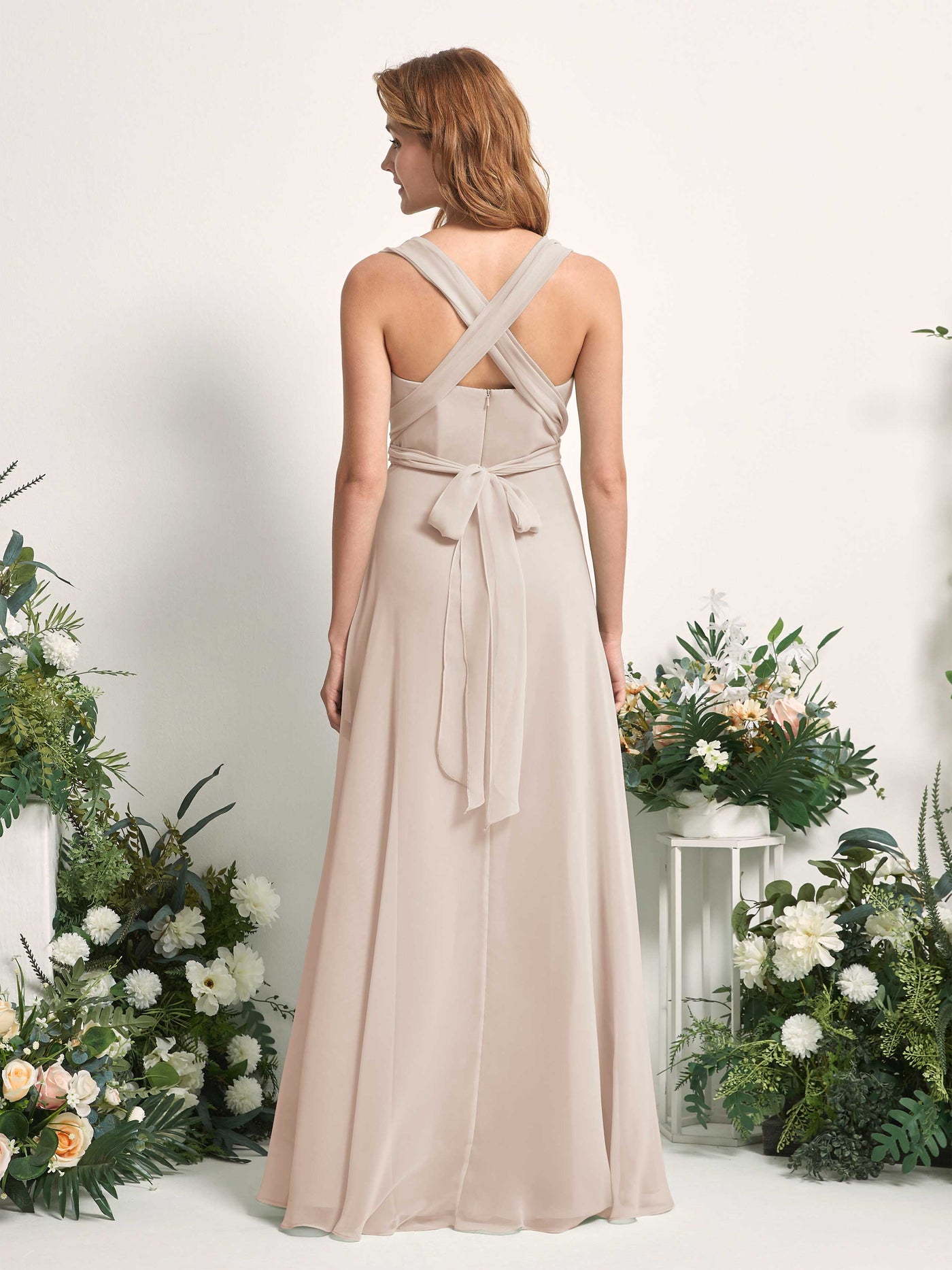 convertible dress champagne Dusty Blue Chiffon Sweetheart Bridesmaid Dress Convertible Floor-Length
