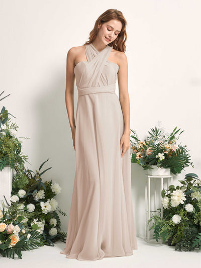 Carlyna Carolyn Convertible Champagne Bridesmaid Dress Maxi Sleeveless Sweetheart Dress Side View 5 #color_champagne