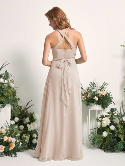Carlyna Carolyn Convertible Champagne Bridesmaid Dress Maxi Sleeveless Sweetheart Dress Back View #color_champagne