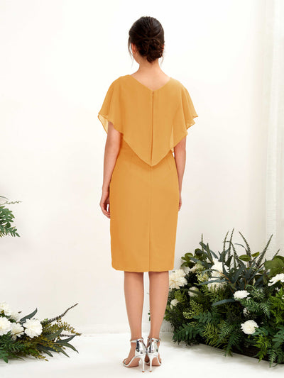Carlyna Vanessa Sheath Mango Bridesmaid Dress Knee-Length Cap Sleeve V-Neck Dress Back View #color_mango