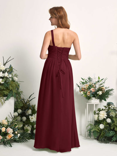 Carlyna Pandora A-Line Burgundy Bridesmaid Dress Maxi Sleeveless One Shoulder Dress Back View #color_burgundy