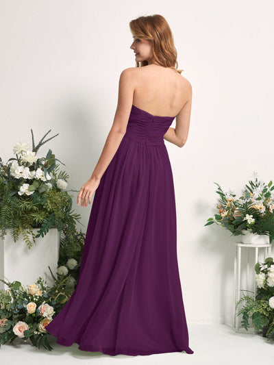 Carlyna Elma A-Line Grape Bridesmaid Dress Maxi Sleeveless Sweetheart Dress Back View #color_grape