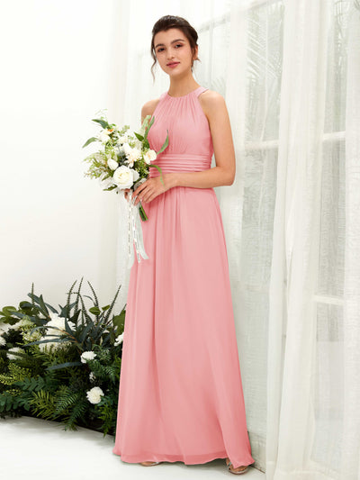 Ballet Pink Bridesmaid Dresses Bridesmaid Dress A-line Chiffon Halter Full Length Sleeveless Wedding Party Dress (81221540)#color_ballet-pink
