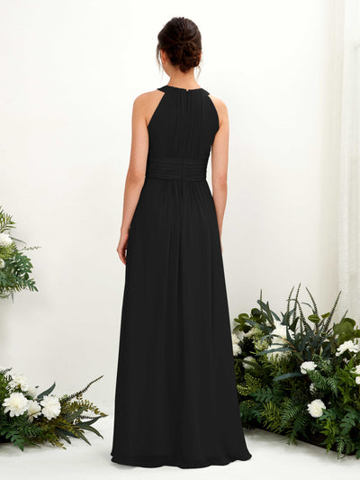 Carlyna Noelle A-Line Black Bridesmaid Dress Maxi Sleeveless Round Neck Dress Back View #color_black