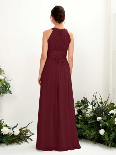 Carlyna Noelle A-Line Burgundy Bridesmaid Dress Maxi Sleeveless Round Neck Dress Back View #color_burgundy