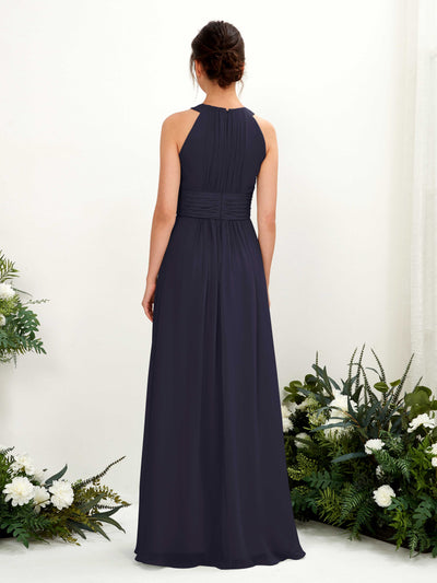 Carlyna Noelle A-Line Dark Navy Bridesmaid Dress Maxi Sleeveless Round Neck Dress Back View #color_dark-navy