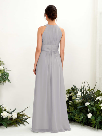 Carlyna Noelle A-Line Dove Bridesmaid Dress Maxi Sleeveless Round Neck Dress Back View #color_dove