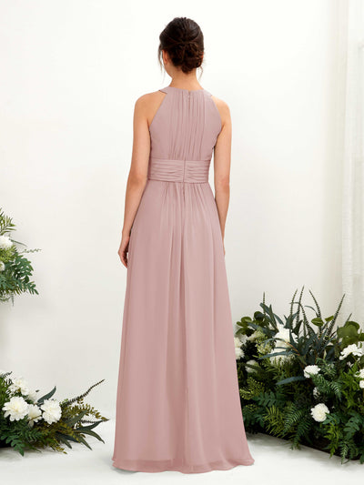 Carlyna Noelle A-Line Dusty Rose Bridesmaid Dress Maxi Sleeveless Round Neck Dress Back View #color_dusty-rose