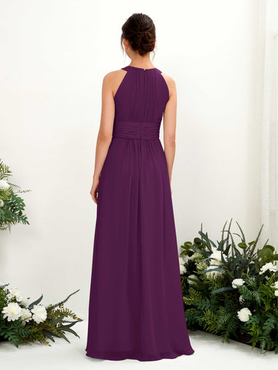 Carlyna Noelle A-Line Grape Bridesmaid Dress Maxi Sleeveless Round Neck Dress Back View #color_grape