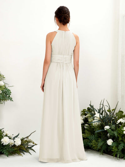 Carlyna Noelle A-Line Ivory Bridesmaid Dress Maxi Sleeveless Round Neck Dress Back View #color_ivory