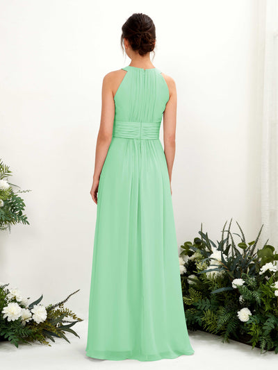 Carlyna Noelle A-Line Mint Green Bridesmaid Dress Maxi Sleeveless Round Neck Dress Back View #color_mint-green