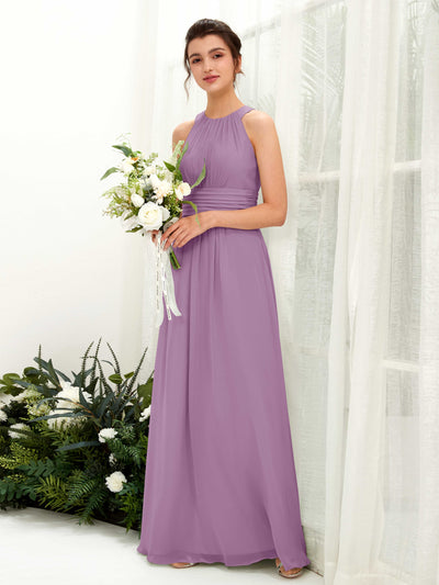 Carlyna Noelle A-Line Orchid Mist Bridesmaid Dress Maxi Sleeveless Round Neck Dress Front View #color_orchid-mist