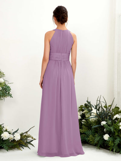Carlyna Noelle A-Line Orchid Mist Bridesmaid Dress Maxi Sleeveless Round Neck Dress Back View #color_orchid-mist