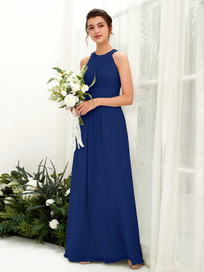 Carlyna Noelle A-Line Royal Blue Bridesmaid Dress Maxi Sleeveless Round Neck Dress Front View #color_royal-blue