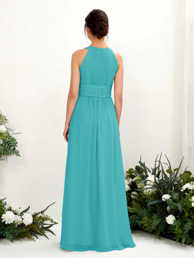 Carlyna Noelle A-Line Turquoise Bridesmaid Dress Maxi Sleeveless Round Neck Dress Back View #color_turquoise