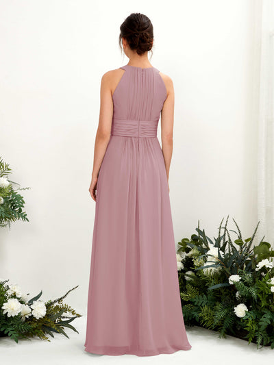 Carlyna Noelle A-Line Vintage Mauve Bridesmaid Dress Maxi Sleeveless Round Neck Dress Back View #color_vintage-mauve