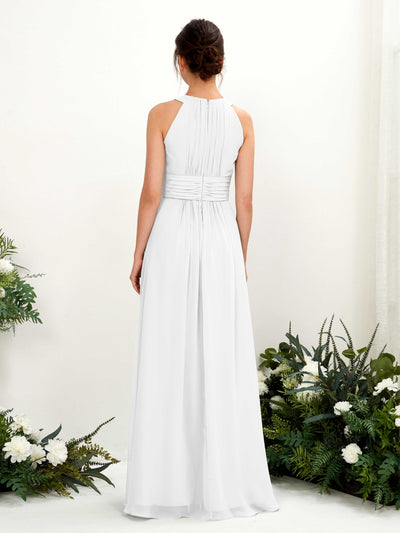 Carlyna Noelle A-Line White Bridesmaid Dress Maxi Sleeveless Round Neck Dress Back View #color_white