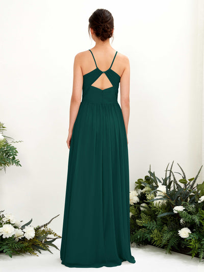 Carlyna Angela A-Line Dark Emerald Bridesmaid Dress Maxi Sleeveless V-Neck Dress Back View #color_dark-emerald