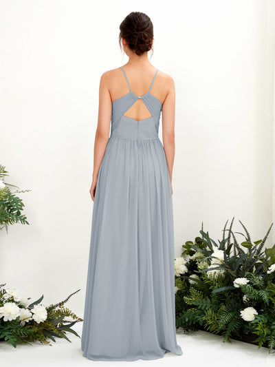 Carlyna Angela A-Line Dusty Blue-Upgrade Bridesmaid Dress Maxi Sleeveless V-Neck Dress Back View #color_dusty-blue-upgrade