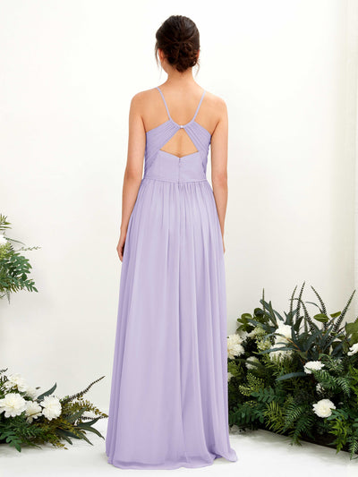 Carlyna Angela A-Line Lilac Bridesmaid Dress Maxi Sleeveless V-Neck Dress Back View #color_lilac