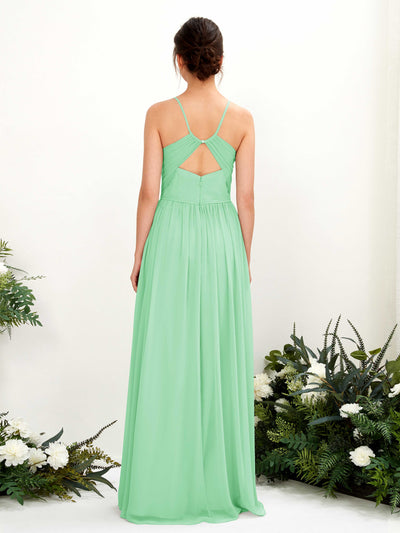 Carlyna Angela A-Line Mint Green Bridesmaid Dress Maxi Sleeveless V-Neck Dress Back View #color_mint-green