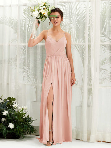 Pearl Pink Bridesmaid Dresses Bridesmaid Dress Maternity Chiffon Spaghetti-straps Full Length Sleeveless Wedding Party Dress (81221408)#color_pearl-pink
