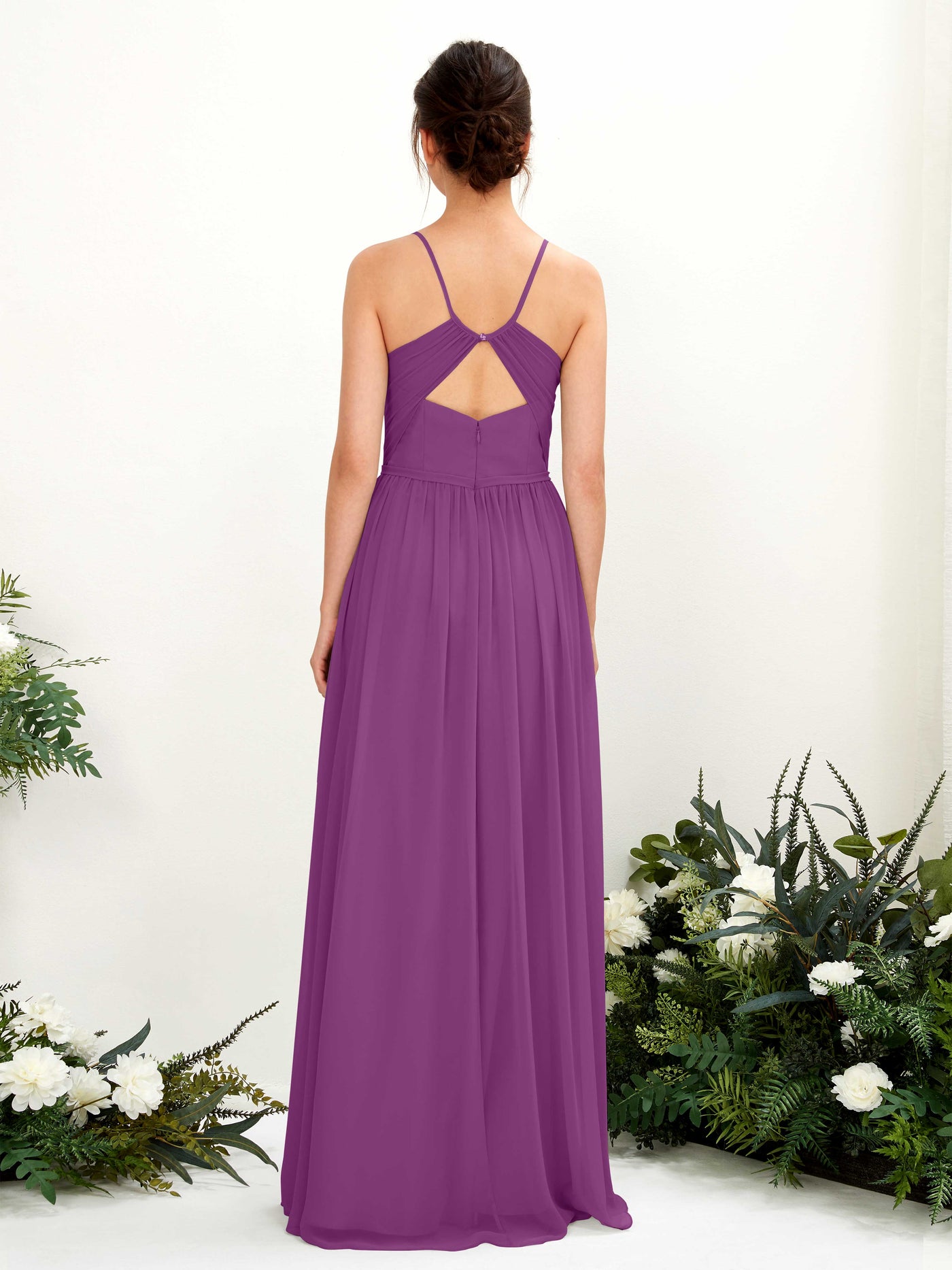 Purple Bridesmaid Dresses Bridesmaid Dress Maternity Chiffon Spaghetti-straps Full Length Sleeveless Wedding Party Dress (81221436)#color_purple