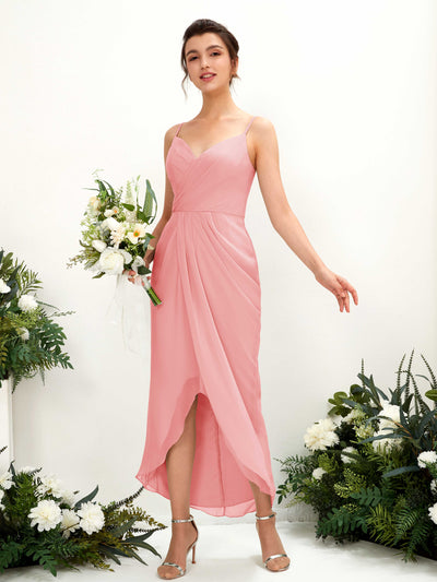 Ballet Pink Bridesmaid Dresses Bridesmaid Dress Chiffon Spaghetti-straps Tea Length Sleeveless Wedding Party Dress (81221340)#color_ballet-pink