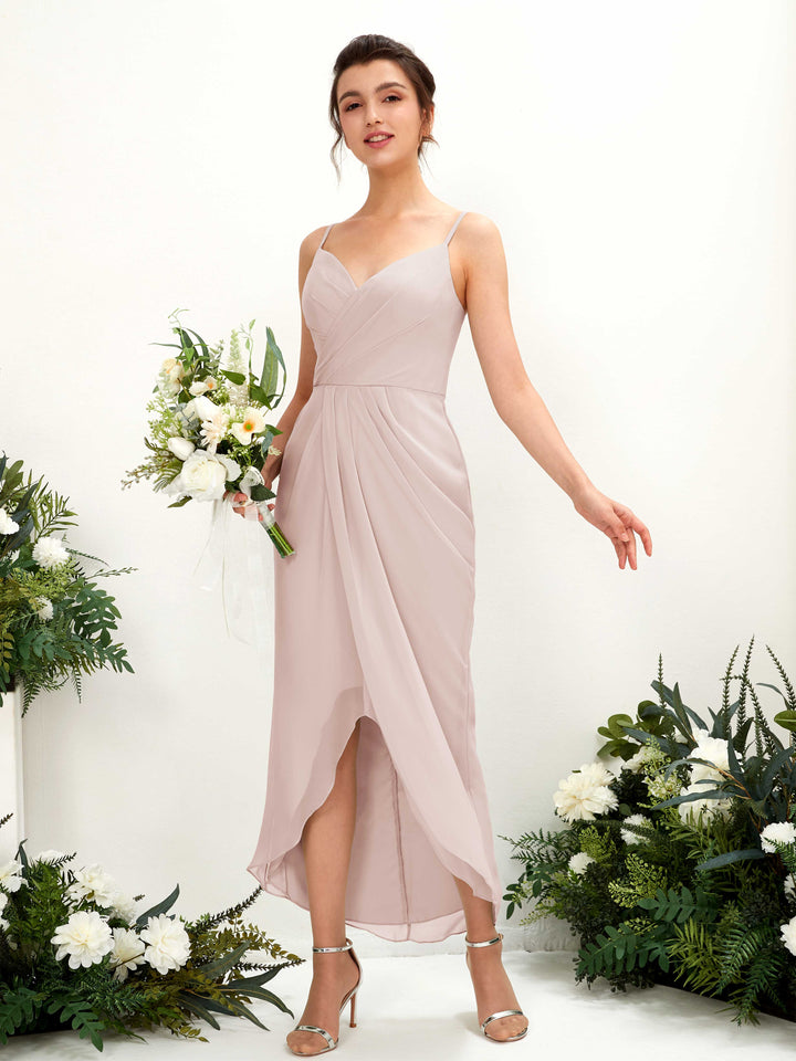 Biscotti Bridesmaid Dresses Bridesmaid Dress Chiffon Spaghetti-straps Tea Length Sleeveless Wedding Party Dress (81221335)