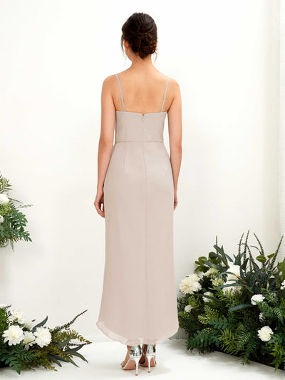 Carlyna Liliane Sheath Champagne Bridesmaid Dress Midi Sleeveless V-Neck Dress Back View #color_champagne