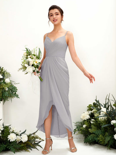 Carlyna Liliane Sheath Dove Bridesmaid Dress Midi Sleeveless V-Neck Dress Front View #color_dove