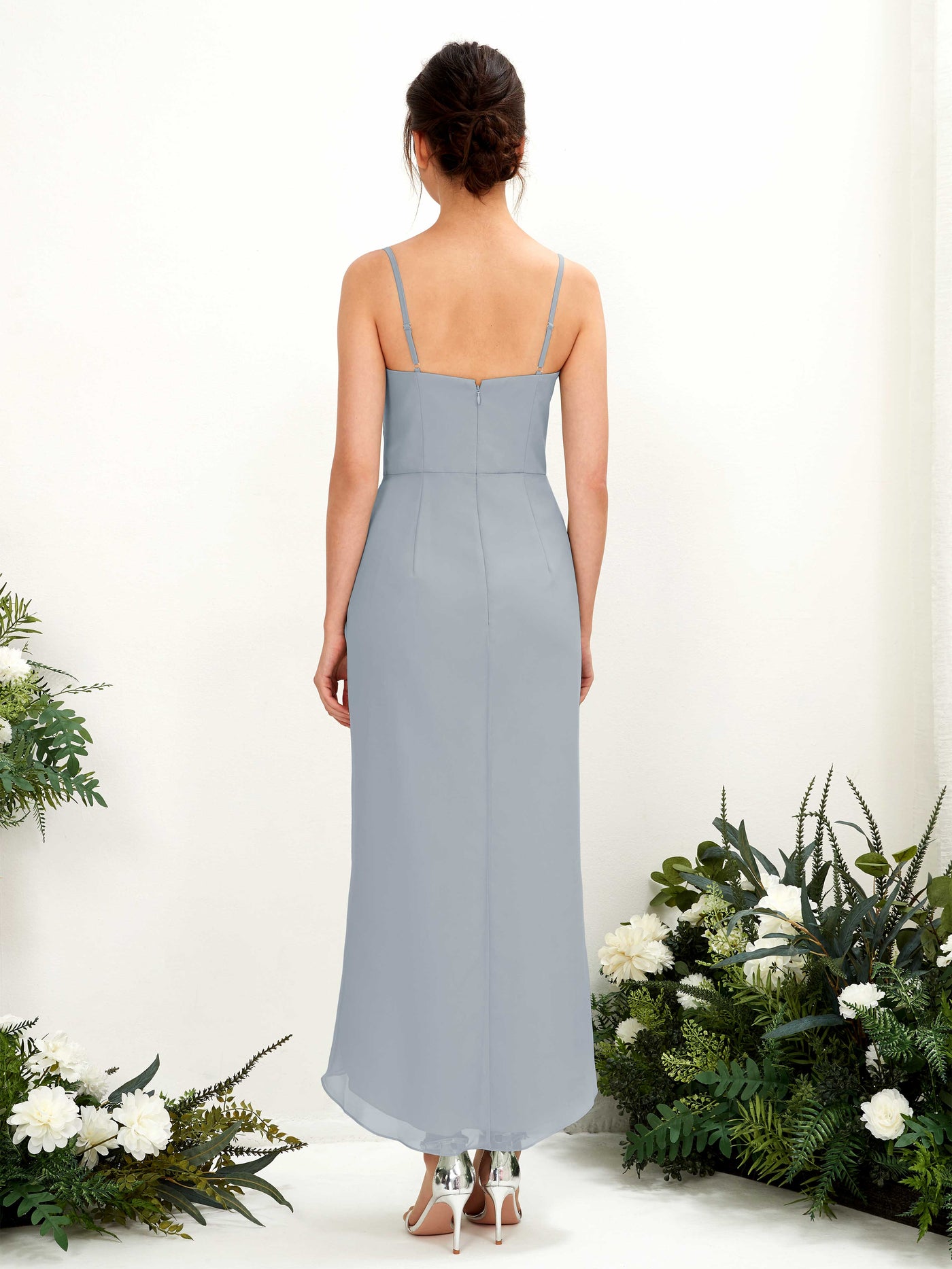 Dusty Blue-Upgrade Bridesmaid Dresses Bridesmaid Dress Chiffon Spaghetti-straps Tea Length Sleeveless Wedding Party Dress (81221304)#color_dusty-blue-upgrade