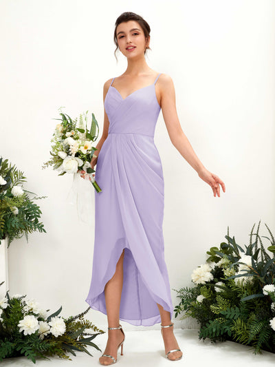 Carlyna Liliane Sheath Lilac Bridesmaid Dress Midi Sleeveless V-Neck Dress Front View #color_lilac