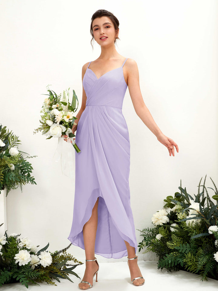 Lilac Bridesmaid Dresses Bridesmaid Dress Chiffon Spaghetti-straps Tea Length Sleeveless Wedding Party Dress (81221314)