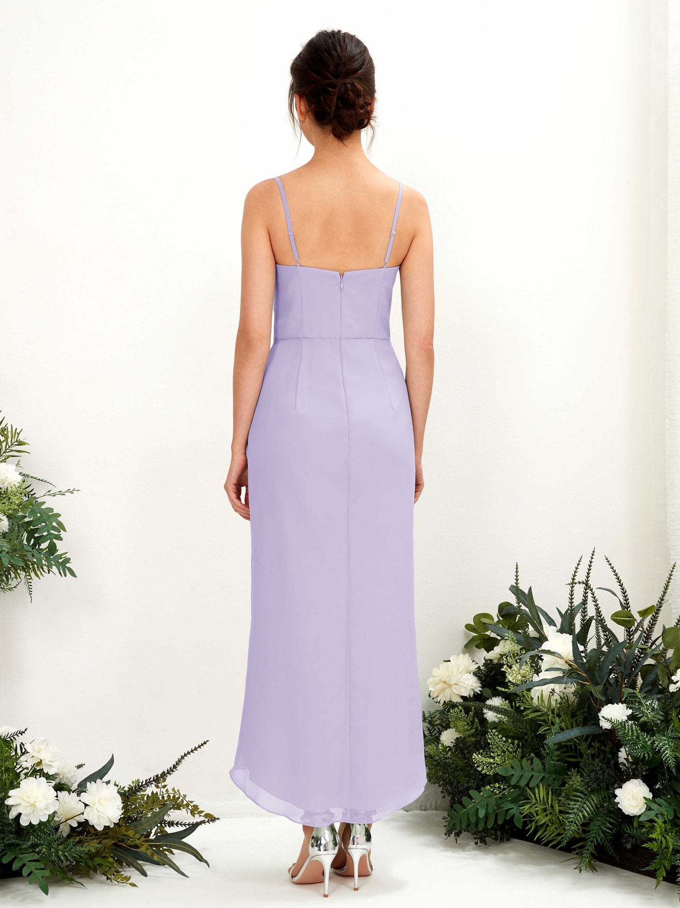 Lilac Bridesmaid Dresses Bridesmaid Dress Chiffon Spaghetti-straps Tea Length Sleeveless Wedding Party Dress (81221314)#color_lilac