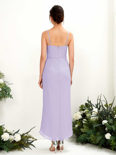 Carlyna Liliane Sheath Lilac Bridesmaid Dress Midi Sleeveless V-Neck Dress Back View #color_lilac