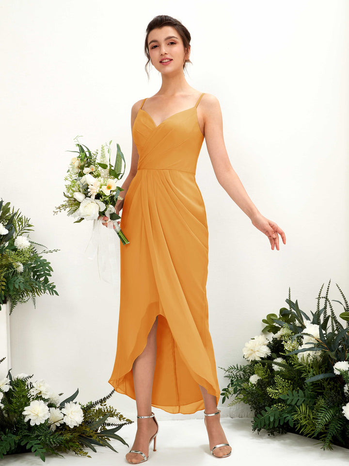 Mango Bridesmaid Dresses Bridesmaid Dress Chiffon Spaghetti-straps Tea Length Sleeveless Wedding Party Dress (81221302)