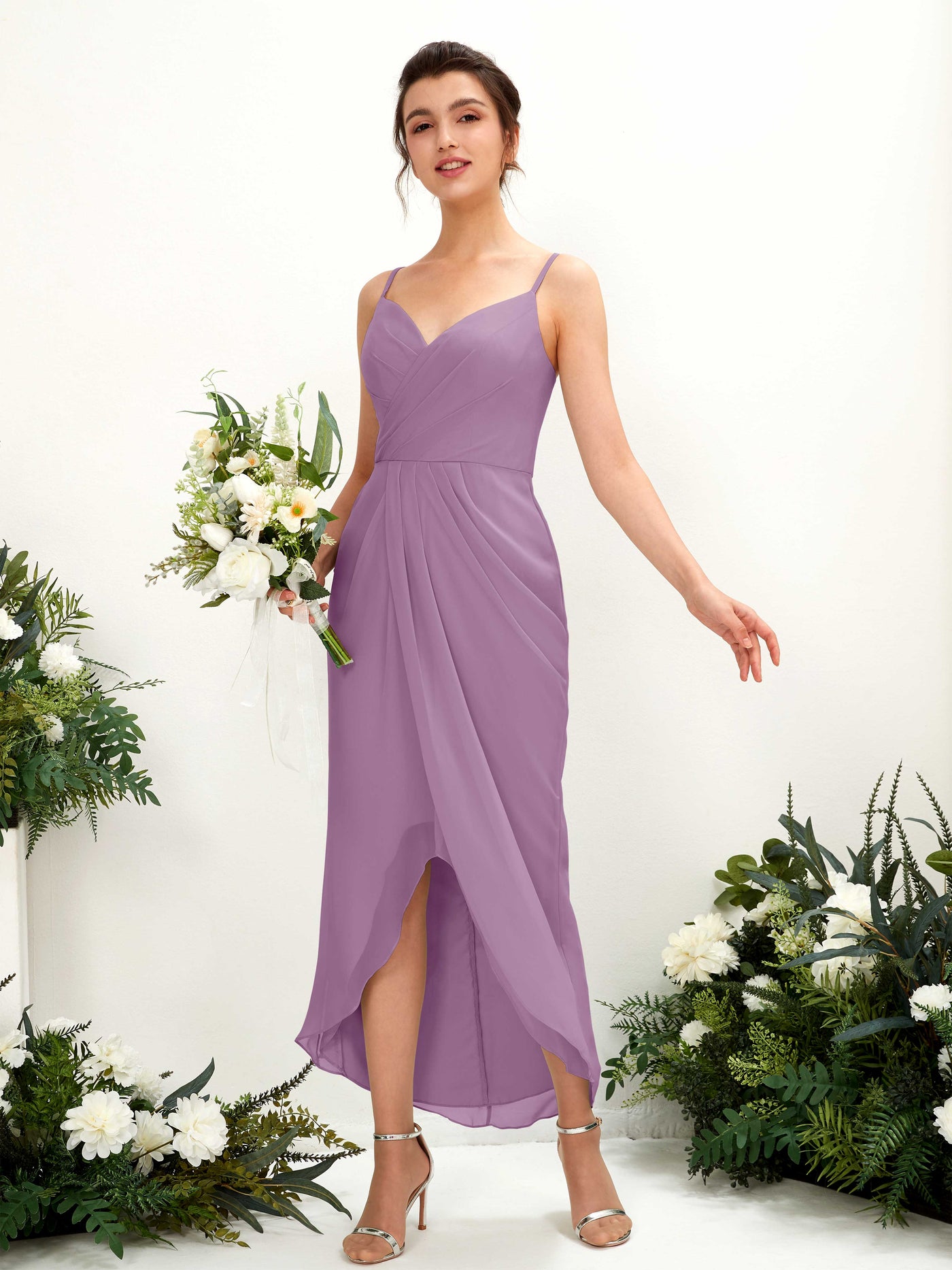 Orchid Mist Bridesmaid Dresses Bridesmaid Dress Chiffon Spaghetti-straps Tea Length Sleeveless Wedding Party Dress (81221321)#color_orchid-mist