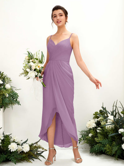 Carlyna Liliane Sheath Orchid Mist Bridesmaid Dress Midi Sleeveless V-Neck Dress Front View #color_orchid-mist